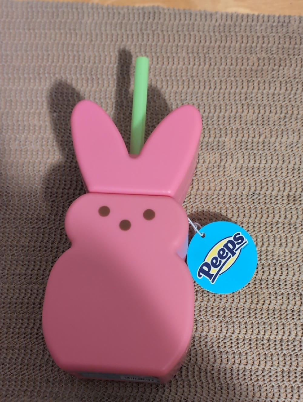Peeps Pink Bunny Tumbler w/Green Straw New